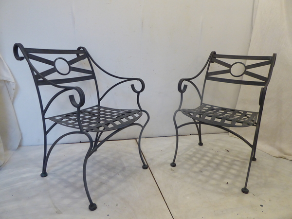 Pair Iron Garden Armchairs