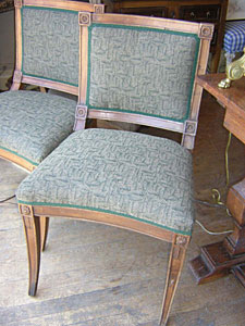 19th century French walnut pair side chairs
