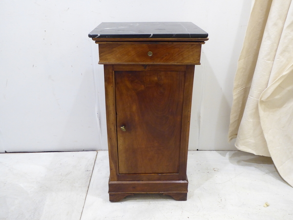 19th C French Walnut Bedside Table