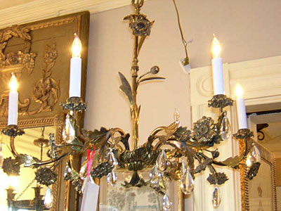 20th century French brass floral chandelier