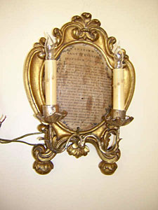 19th century Italian carved giltwood placques made into sconces