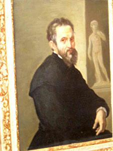 19th century oil on wood panel portrait of Michelangelo