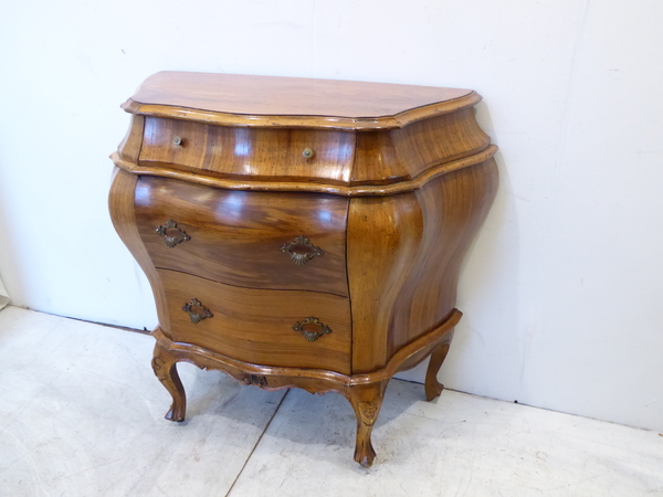 Italian Olivewood Bombe Commode