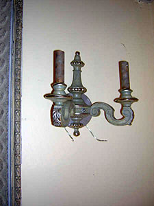 20th century pair Italian carved wood and silver leaf sconces