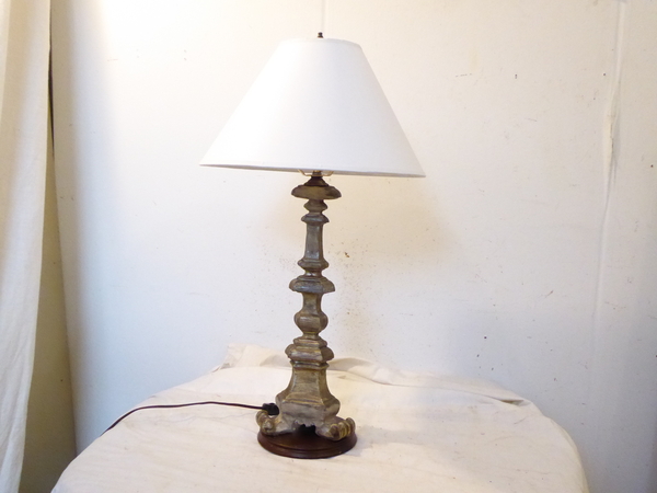 Italian Wooden Candlestick Lamp