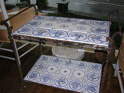 continental iron and tile serving table