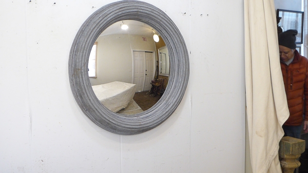Modern Zinc Finish Convex Mirror