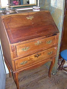 18th century French camphorwood diminutive fall front desk
