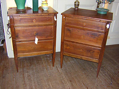 20th century pair walnut comodini