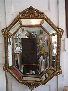 circa 1900 Flemish style octagonal composition mirror