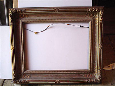 20th century American carved wood white washed frame