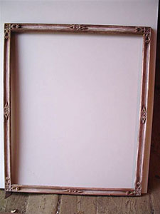 19th century American Gothic carved wood gesso finish frame