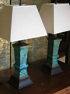 pair Antique Chinese ceramic lamps