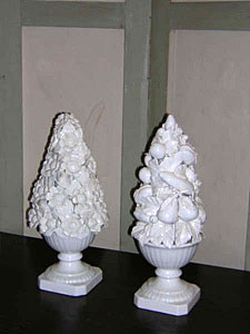 20th century pair Spanish ceramic fruit and flower ornaments
