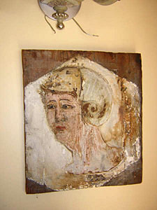 18th century Italian carving of a warrior with ram helmet