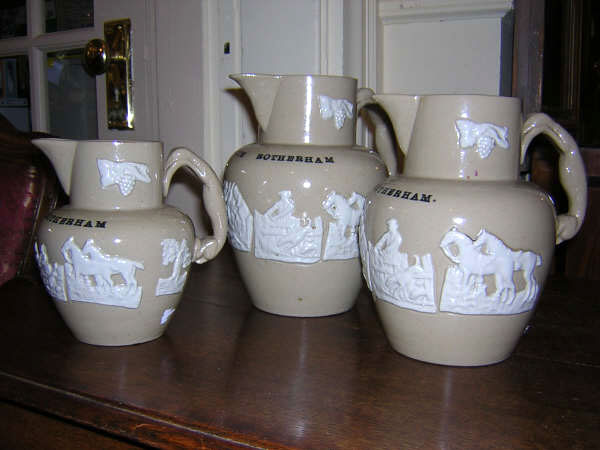 3 Staffordshire Glazed Stoneware Hunt Jugs