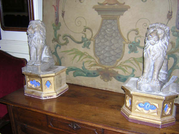 Pair of Italian Carved Marble Lions