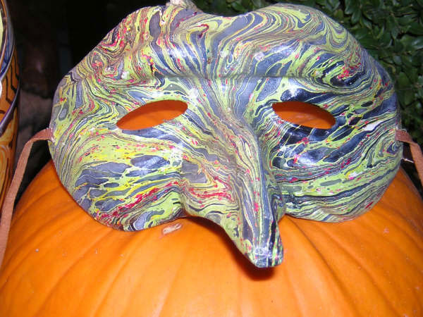 Venetian Marblized Paper Mache Mask of Pulcinella
