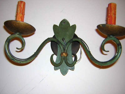 French green iron sconces