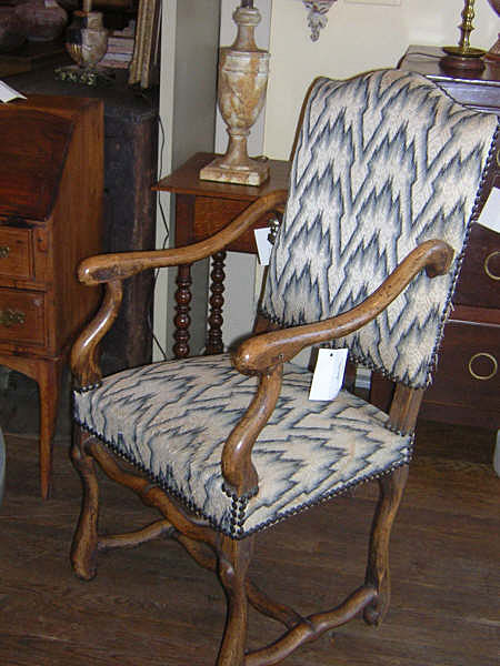 Antique Pair French Louis XIV Style Beechwood Armchairs