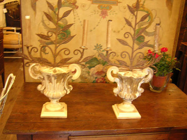 18th Century Pair Italian Wooden Urns