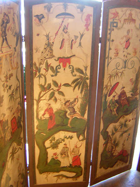 19th Century Continental Pair 3 Panel Oil on Canvas Screens