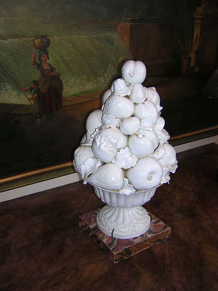 19th Century Italian Ceramic Fruit in Basket