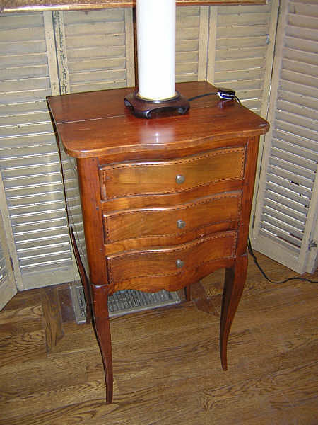19th Century French Cherry Three Drawer Night Table