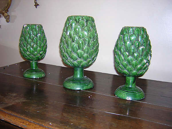 19th Century Italian Ceramic Sculpted Pine Cones