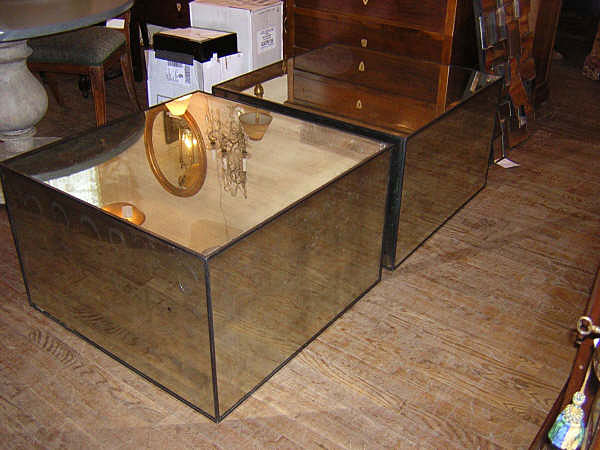 Custom Made 40s Style Mirrored Cube Tables