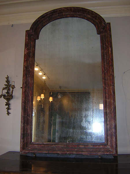 18th Century Italian Marblized Wood Frame Mirror