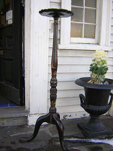 Antique English Regency Style Ebonized Chinoiserie Candlestand