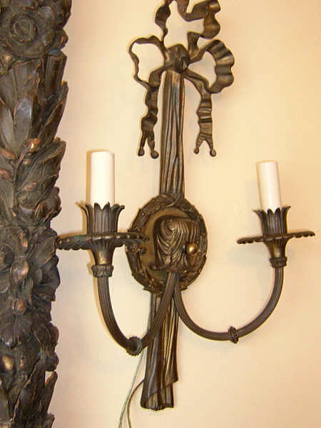 20th Century French Bronze Two Arm Sconces