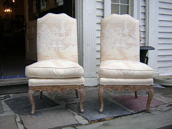 18th Century Pair Louis XV Slipper Chairs