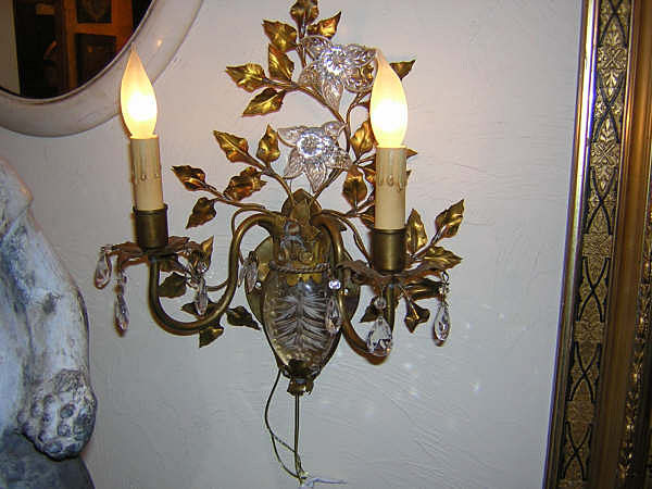 20th century French Brass and Bakelite Bagues Style Sconces