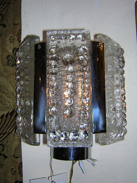 20th Century Italian Murano Glass and Chrome Sconces