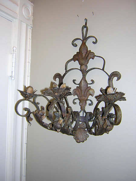 Antique Pair of French Three Arm Iron Sconces