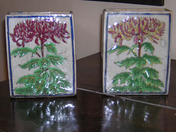 19th Century Pair Persian Ceramic Rectangular Vases