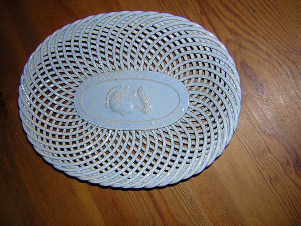 20th Century Neoclassical Style Finely Woven Ceramic Basket