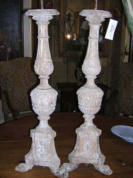 19th Century Italian Carved Wooden Prickets