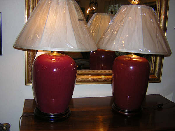19th Century Pair of Chinese Oxblood Vases Made into Lamps