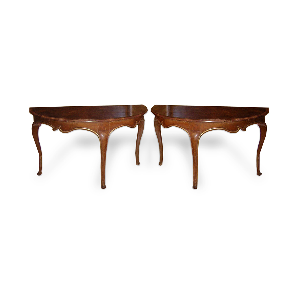 18th Century Pair of Painted Italian Consoles
