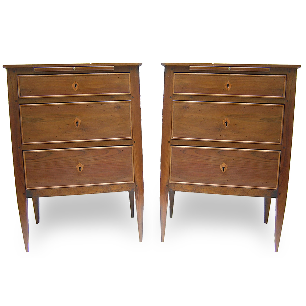20th Century Pair Italian Walnut Night Tables