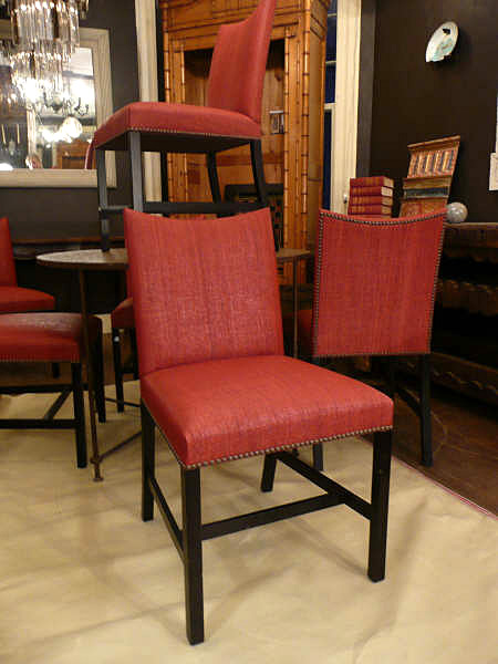 Modern Set Twelve Ebonized Dining Chairs