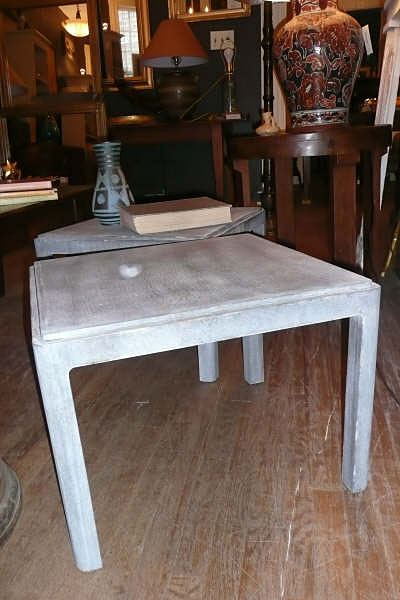 Pair Faux Zinc Low Tables
