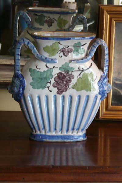 Italian Majolica Oval Vase