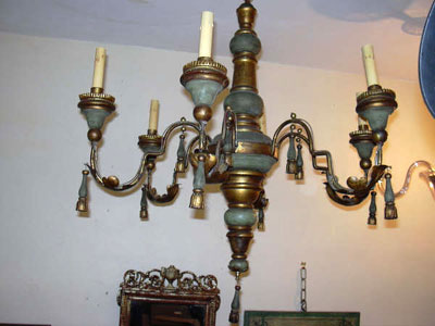 wood and iron painted chandelier