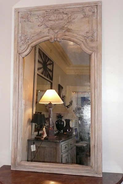 Pair Carved Oak Trumeau Mirrors