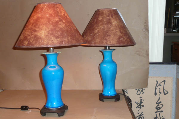 Pair Chinese Turquoise Lamps